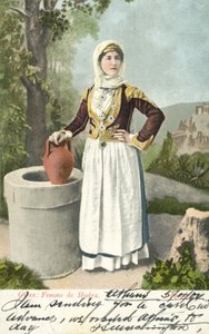 Kvinde fra øen Hydra, Grækenland (farvefoto) af French School
