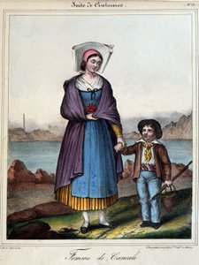 Kvinde fra Cancale og hendes barn, ca. 1845 af French School