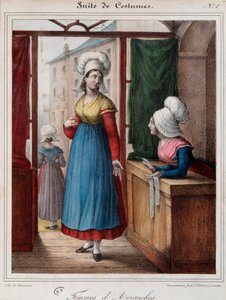 Kvinder fra Avranches (Manche) - litografi af French School
