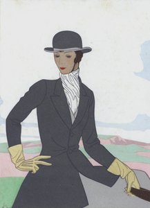 Design af ridedragt til kvinder fra 1920