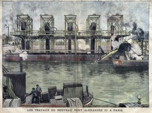 Arbejder i Paris af Pont Alexandre III. Indgravering af april 1898 i “La petite Gironde”””. af French School