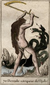 Works of Hercules: "" Hercules killing the Lernaean Hydra"" (Labor of Heracles, Hercules killing the Lernaean Hydra) Fra "" Mythology of Youth "" af Pierre Blanchard 1803. af French School