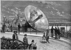 Verdensudstilling 1878 i Paris: solovn opfundet af Augustin Mouchot (1823-1912). Indgravering i "" Le Monde Illustré"" nr. 1125 af 19. oktober 1878. af French School