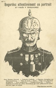 Første verdenskrig anti-tysk propaganda postkort (litho) af French School