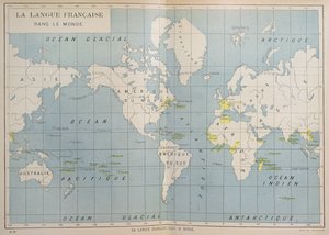 Verdenskort over fransktalende lande, begyndelsen af det 20. århundrede