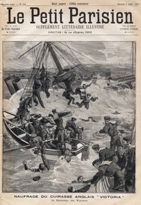 Vrag af den engelske panser "Victoria"" efter en kollision på kysten af Syrien og redning af ofrene. En af avisen "Le petit Parisien"" den 9/07/1893 (gravering) af French School