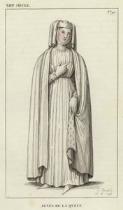 XIII Century, Agnes de la Queue (farvet gravering) af French School