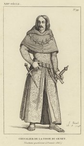 XIII Century, Ridder af Pod of Genet, Kostume efter år 1365 (gravering) af French School