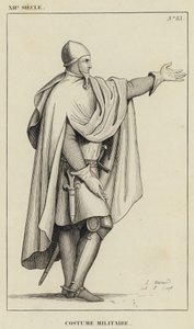 XII Century, Militærdragt (gravering) af French School