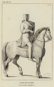 XII århundrede, krigsvane, af de første tempelriddere (gravering) af French School