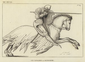 XII Century, A Cavalier eller Gendarme (gravering) af French School