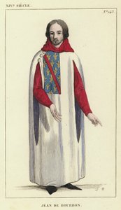 XIV Century, Jean de Bourbon (farvet gravering) af French School