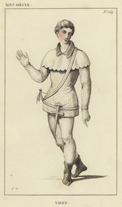 XIV Siecle, Valet (farvet gravering) af French School