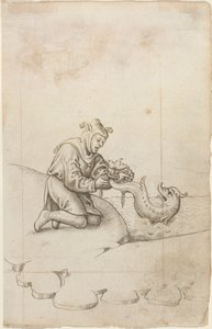 You Are Tying a Dolphin by the Tail [fol. 17 recto], ca. 1512-1515 (pen og sort blæk på lagenpapir) af French School