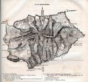 kort over øen Saint Helena, gravering af French School