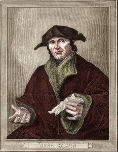 portræt af Jean Calvin (1509-1564), fransk religiøs reformator og forfatter. af French School