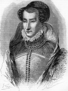 portræt af Joan III af Albret (1528 1572), mor til kong Henrik IV og kone til Antoine de Bourbon (1528-1572). I "" Histoire Populaire de la France"", sd. ca. 1885. Stik. af French School