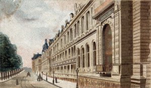 udsigt over Palais du Louvre i Paris. af French School