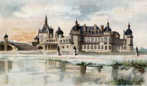 udsigt over slottet Chantilly (Oise). af French School