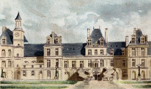 udsigt over slottet Fontainebleau (Seine og Marne). af French School