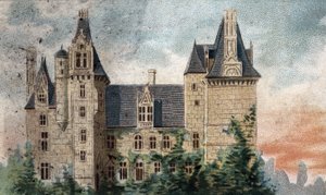 udsigt over slottet Montigny-le-Ganelon (Montigny le ganelon) (Eure et loir). af French School