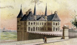 udsigt over slottet Randan (Puy de dome) af French School