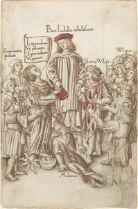 "Gå ikke uden for den offentlige motorvej" [fol. 35 recto] af French early 16th Century
