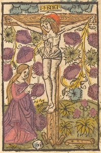 Kristus på korset med en vinranke af French or Netherlandish 15th Century