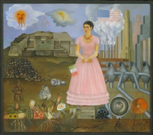 Selvportræt ved grænsen mellem Mexico og USA af Frida Kahlo