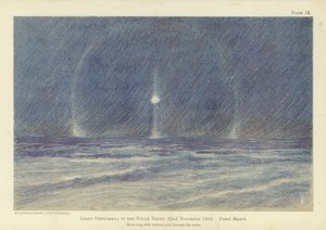 Lysfænomener i polarnatten, 22. november 1893, pastelskitse (farve litho) af Fridtjof Nansen