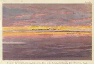 Solnedgang ud for Asiens nordkyst, nord for mundingen af Chatanga af Fridtjof Nansen