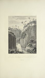 Basaltklipperne og Cascade de Regla, tegnet af Gmelin, graveret af Bouquet, illustration fra 