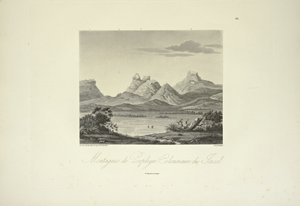 Bjerge med søjleporfyr, Jacal, tegnet af Marchais, graveret af Bouquet, illustration fra 