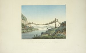 Rope Bridge nær Penipe, tegnet af Marchais, graveret af Bouquet, illustration fra 