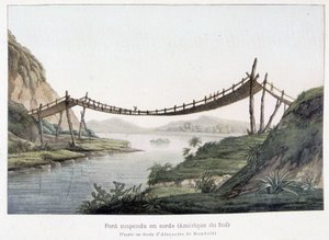 Reb hængebro i Sydamerika, baseret på en tegning af Alexander Von Humboldt (Alexander de Humboldt