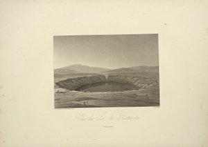 Udsigt over Guatavita-søen, tegnet af Thibaut, graveret af Bouquet, illustration fra 
