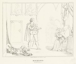 Hamlet, akt III, scene 4 (gravering) af Friedrich August Moritz Retzsch