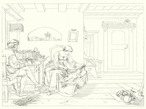 Illustration til Schillers Lied von der Glocke eller The Song Of The Bell (gravering) af Friedrich August Moritz Retzsch