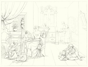Illustration til Schillers Lied von der Glocke eller The Song Of The Bell (gravering) af Friedrich August Moritz Retzsch