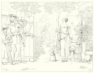 Illustration til Schillers Lied von der Glocke eller The Song Of The Bell (gravering) af Friedrich August Moritz Retzsch