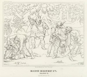 Kong Henrik IV, del I, akt II, scene 2 (gravering) af Friedrich August Moritz Retzsch