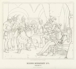Kong Henrik IV, del I, akt II, scene 4 (gravering) af Friedrich August Moritz Retzsch