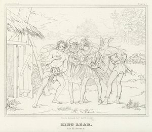 King Lear, akt III, scene 4 (gravering) af Friedrich August Moritz Retzsch