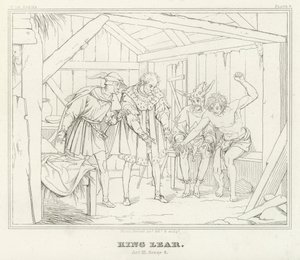 King Lear, Act III, Scene 6 (gravering) af Friedrich August Moritz Retzsch