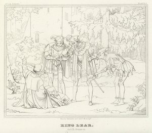 King Lear, 2. akt, scene 4 (gravering) af Friedrich August Moritz Retzsch