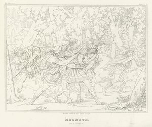 Macbeth, akt III, scene 3 (gravering) af Friedrich August Moritz Retzsch