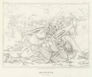 Macbeth, Akt V, Scene 7 (gravering) af Friedrich August Moritz Retzsch