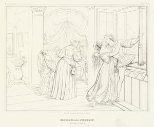 Romeo og Julie, akt III, Scene 5 (gravering) af Friedrich August Moritz Retzsch
