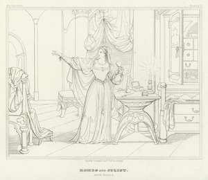 Romeo og Julie, akt IV, scene 3 (gravering) af Friedrich August Moritz Retzsch