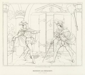 Romeo og Julie, 5. akt, scene 3 (gravering) af Friedrich August Moritz Retzsch